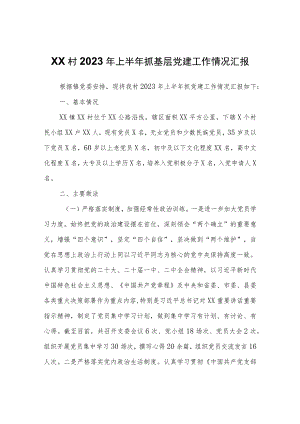 XX村2023年上半年抓基层党建工作情况汇报.docx