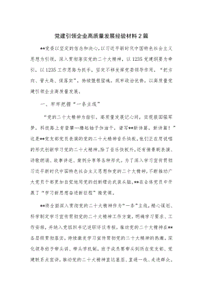 党建引领企业高质量发展经验材料2篇.docx