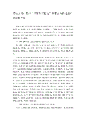 经验交流：坚持“三聚焦三打造” 凝聚合力推进港口高质量发展.docx