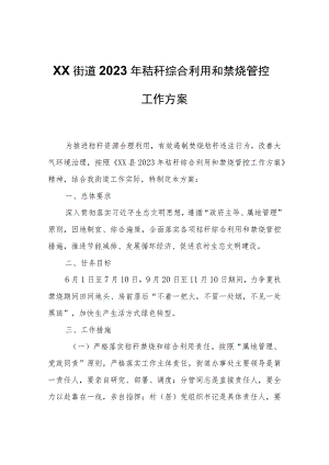XX街道2023年秸秆综合利用和禁烧管控工作方案.docx
