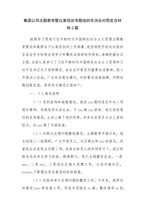 集团公司主题教育暨以案促改专题组织生活会对照发言材料2篇.docx