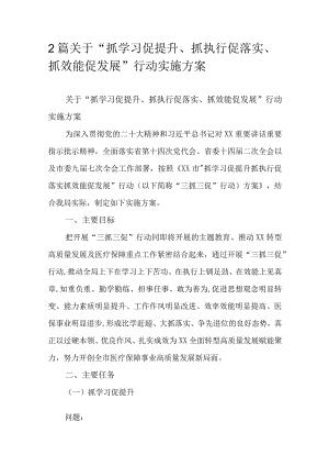 2篇关于“抓学习促提升、抓执行促落实、抓效能促发展”行动实施方案.docx