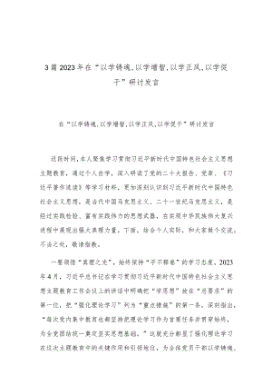 3篇2023年在“以学铸魂,以学增智,以学正风,以学促干”研讨发言.docx