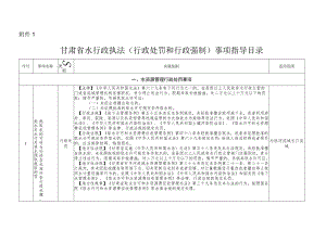 甘肃省水行政执法（行政处罚和行政强制）事项指导目录、水行政执法处罚自由裁量权实施办法、水行政处罚自由裁量基准.docx