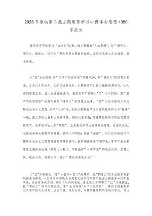 2023年推动第二批主题教育学习心得体会感想1350字范文.docx