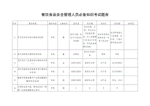 餐饮食品安全管理人员必备知识考试题库.docx