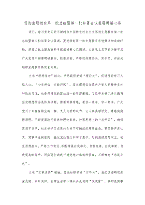 贯彻主题教育第一批总结暨第二批部署会议重要讲话心得.docx