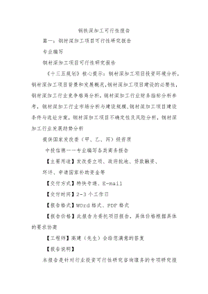 钢铁深加工可行性报告.docx