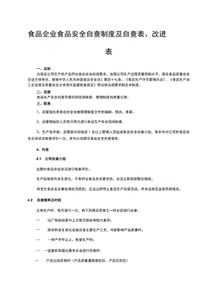 食品企业食品安全自查制度及自查表、改进表.docx