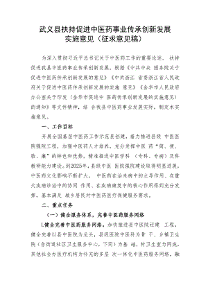 武义县扶持促进中医药事业传承创新发展实施意见.docx
