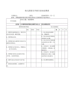 幼儿园家长开放日活动反馈表.docx