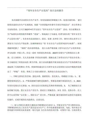 “青年安全生产示范岗”创建总结报告.docx