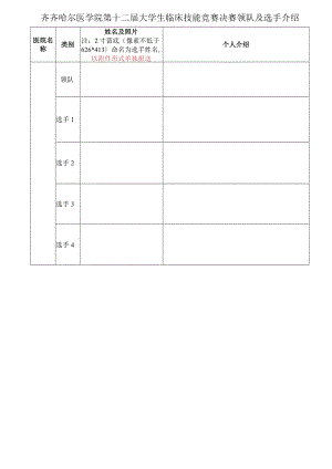 齐齐哈尔医学院第十二届大学生临床技能竞赛决赛领队及选手介绍.docx