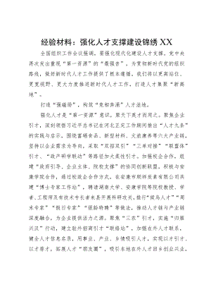 经验材料：强化人才支撑建设锦绣XX.docx