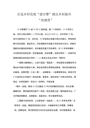 打造乡村发展“强引擎” 跑出乡村振兴“加速度”.docx