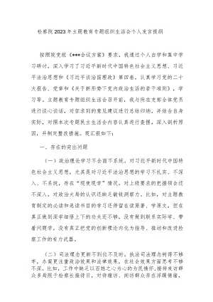 检察院2023年主题教育专题组织生活会个人发言提纲.docx