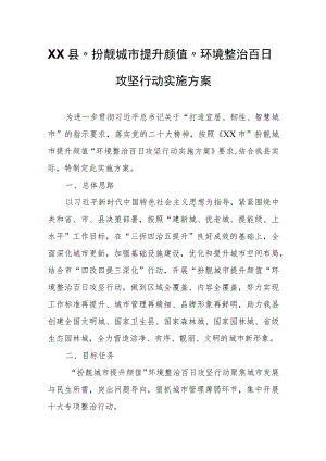 XX县“扮靓城市提升颜值”环境整治百日攻坚行动实施方案 .docx