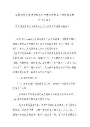 局反馈意见整改专题民主生活会党组班子对照检查材料(二篇).docx