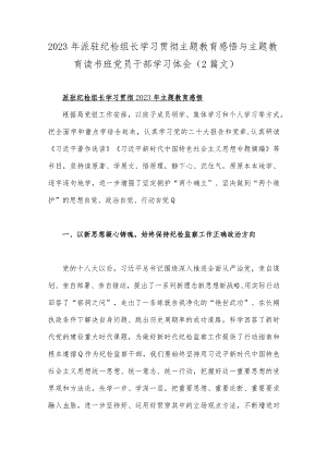 2023年派驻纪检组长学习贯彻主题教育感悟与主题教育读书班党员干部学习体会（2篇文）.docx