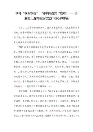 端稳“就业饭碗”筑牢防返贫“底线”——开展防止返贫就业攻坚行动心得体会.docx
