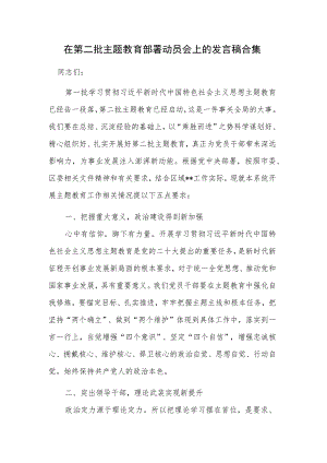 在第二批主题教育部署动员会上的发言稿合集.docx