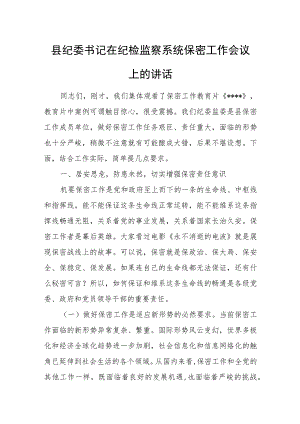 县纪委书记在纪检监察系统保密工作会议上的讲话.docx