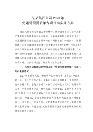 某某集团公司2023年党建引领提质年专项行动实施方案.docx