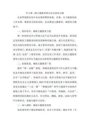 卫生院第二批主题教育研讨会交流发言稿（汇编5份）.docx