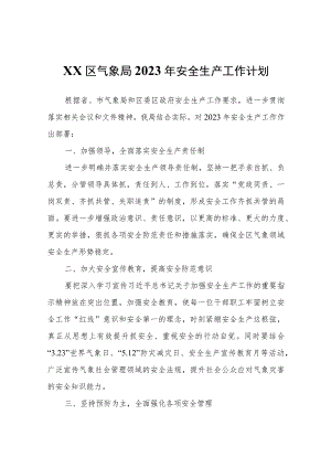 XX区气象局2023年安全生产工作计划 .docx