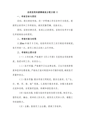 县级医院的薪酬绩效分配方案11.docx