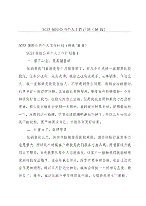 2023保险公司个人工作计划（16篇）.docx