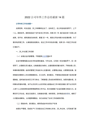 2022公司年终工作总结最新14篇.docx