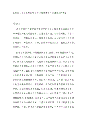 组织部长在县委理论学习中心组集体学习研讨会上的发言.docx
