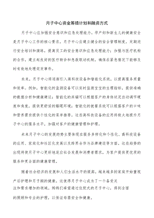 月子中心资金筹措计划和融资方式.docx