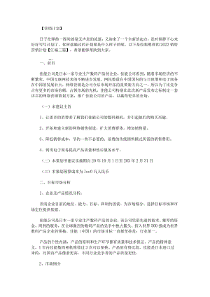 2022销售营销计划.docx