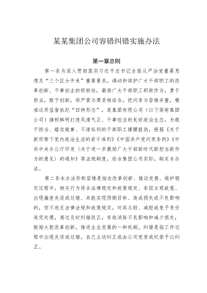某某集团公司容错纠错实施办法.docx
