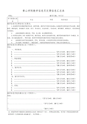 黄山学院教学信息员反馈信息汇总表.docx