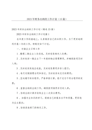 2023年财务出纳的工作计划（15篇）.docx