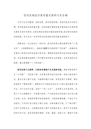 促进县域经济高质量发展研讨发言稿.docx