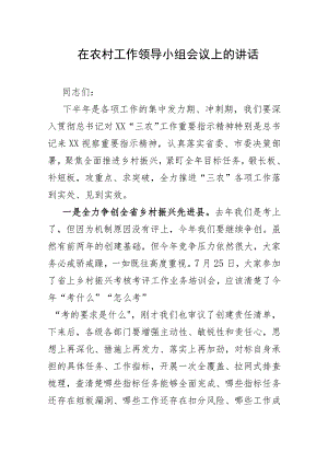 在农村工作领导小组会议上的讲话.docx