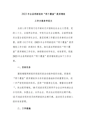 2023 年全县两新组织“两个覆盖”提质增效工作方案参考范文.docx