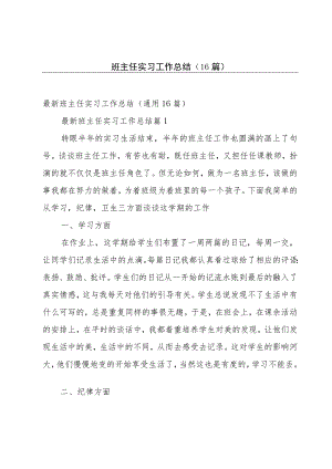 班主任实习工作总结（16篇）.docx