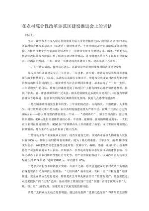 在农村综合性改革示范区建设推进会上的讲话 .docx