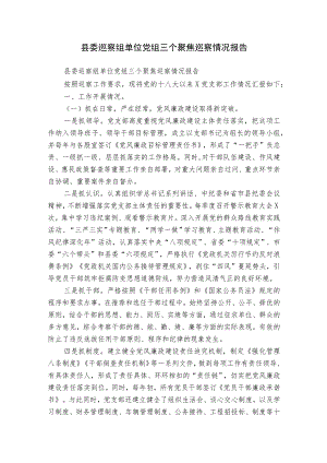 县委巡察组单位党组三个聚焦巡察情况报告.docx