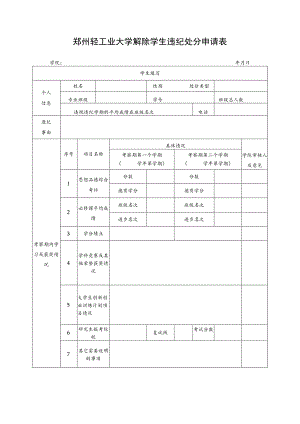 郑州轻工业大学解除学生违纪处分申请表.docx