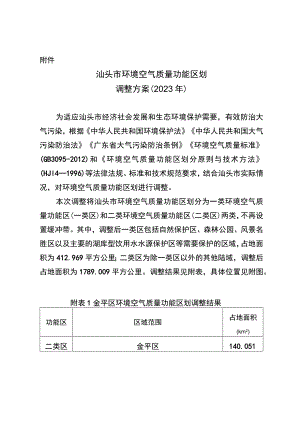 《汕头市环境空气质量功能区划调整方案（2023年）》.docx