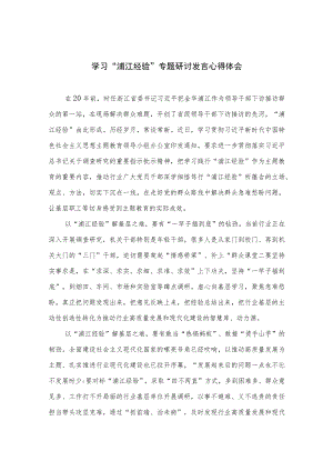 2023学习“浦江经验”专题研讨发言心得体会(精选12篇合集).docx