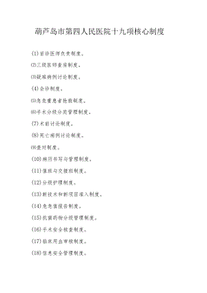 葫芦岛市第四人民医院十九项核心制度.docx