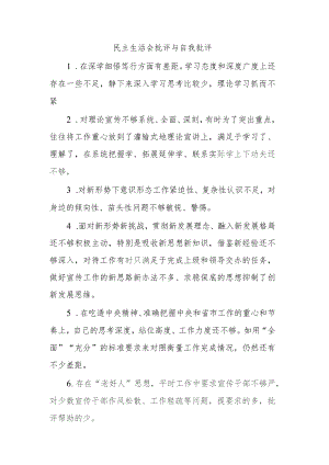 民主生活会批评与自我批评.docx