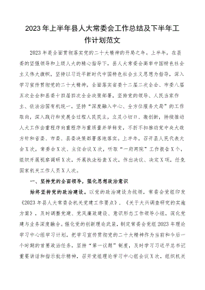 2023年上半年县人大常委会工作总结及下半年计划汇报报告.docx